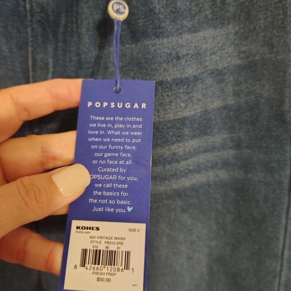 Popsugar Cropped Wide Leg Jeans Size 2 NWT High Rise Cotton 23.5 " Inseam - Picture 11 of 14